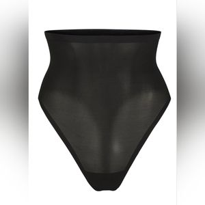 SKIMS SHEER SCULPT HIGH WAIST THONG/ONYX